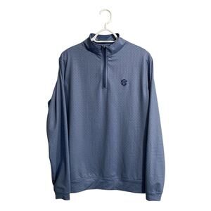 Peter Millar Sweater Light Blue Skulls Performance Quarter Zip Golf AOP Men’s M